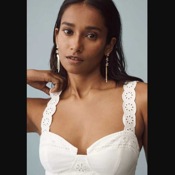 NWOT XL Farm Rio x Anthropologie Sleeveless Richelieu Midi Dress white pineapple - Picture 2 of 12